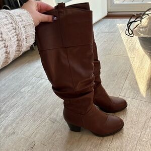 JustFab Dark Brown Heeled Boots